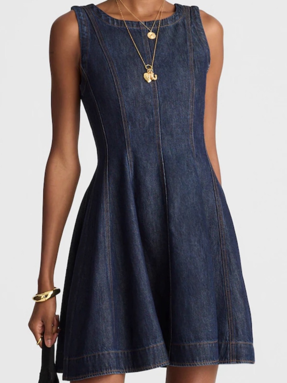 Madewell Dark Blue Sleeveless Denim Fit-and-Flare Dress